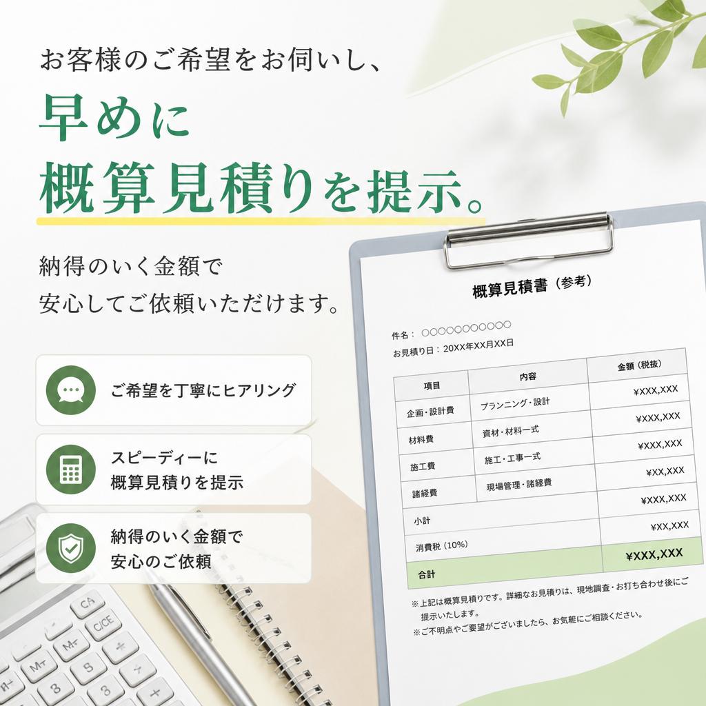 早めの見積りで安心を提供