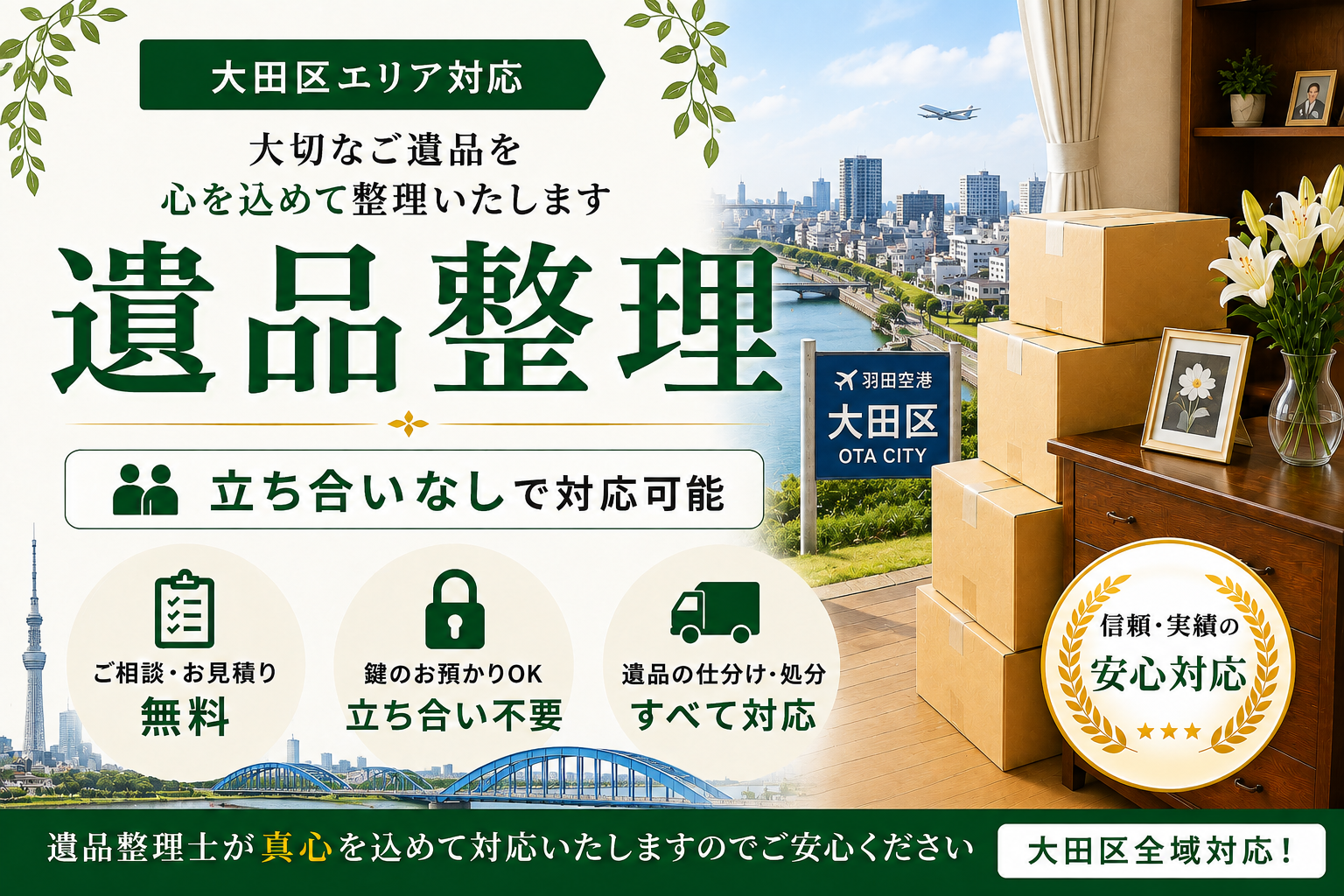 立ち合い無しで安心の遺品処理、大田区の新しい選択肢！